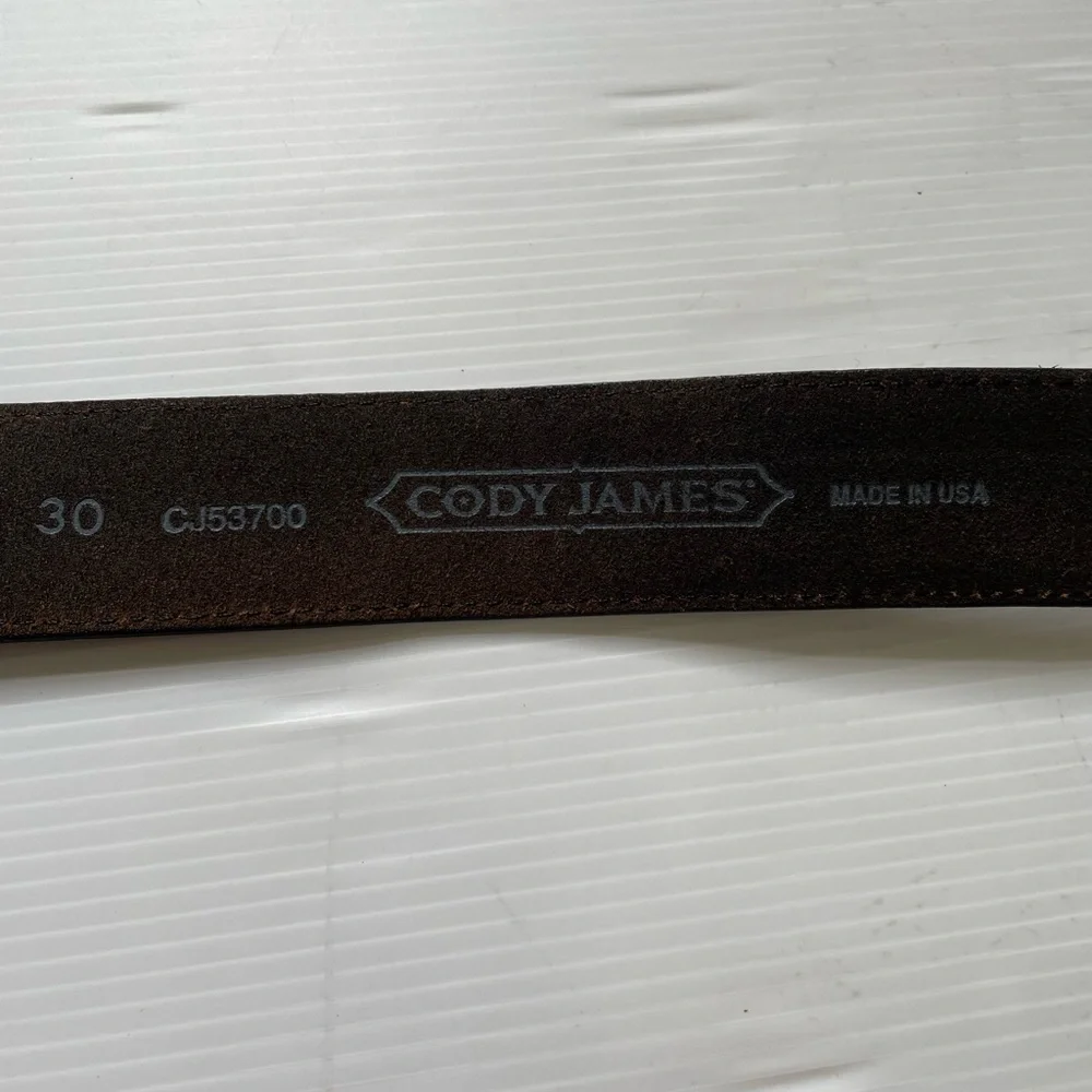 Cody James Leather Belt Two Tone Black Brown Silver Tone Buckle Size 30 USA